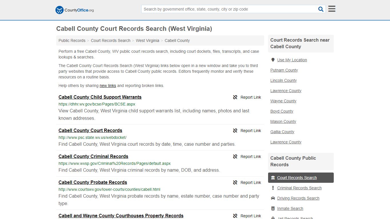 Court Records Search - Cabell County, WV (Adoptions, Criminal, Child ...